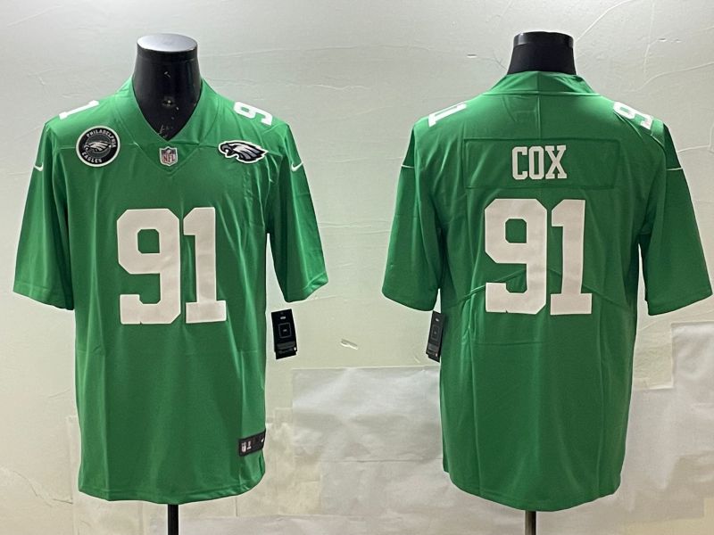 Men Philadelphia Eagles #91 Cox Green Throwback 2025 Nike Vapor Limited NFL Jersey style 5